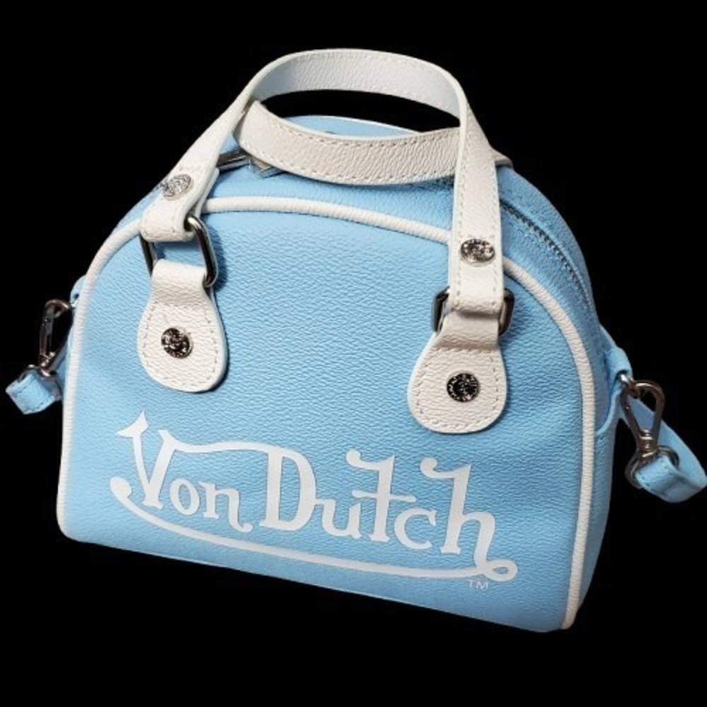 New Von Dutch Light Blue White Flying Eyeball Bowling Bag Detachable Strap